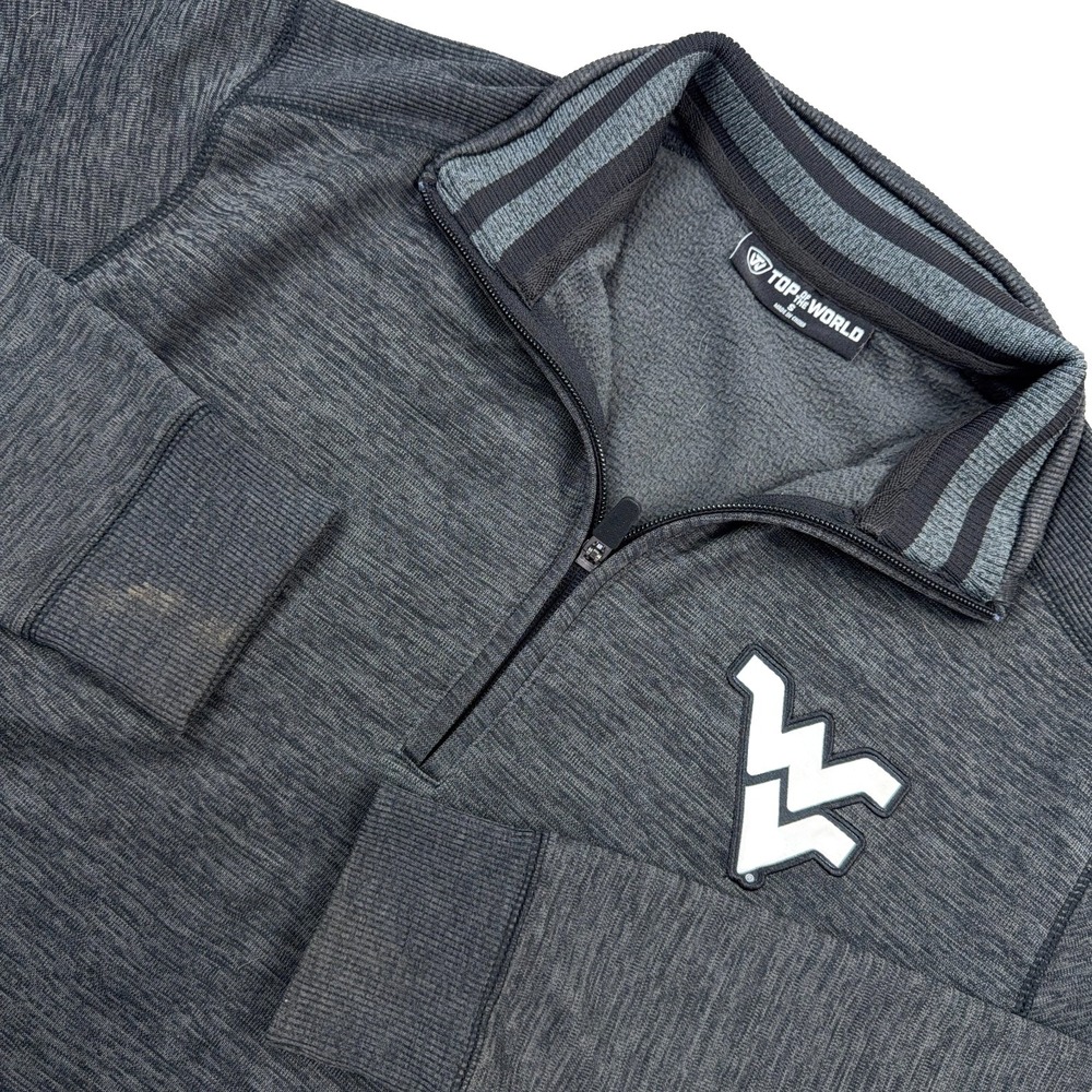 West Virginia Mountaineers Sweater Men Small Gray Pullover 1/4 Zip WVU Heather *